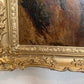 Antique 1881 Signed European Coastal Seascape Oil Painting Harbor Landscape