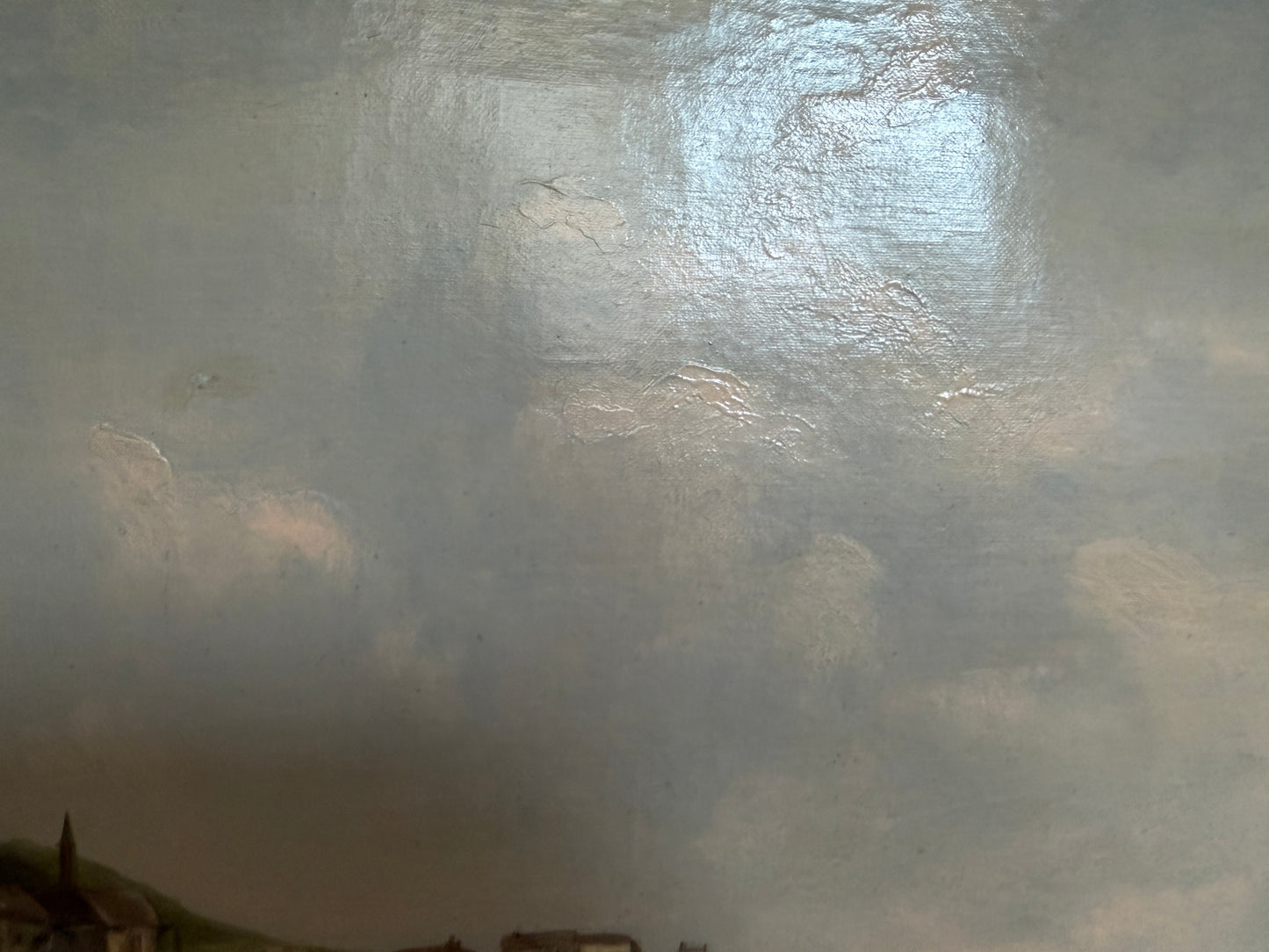 Antique 1881 Signed European Coastal Seascape Oil Painting Harbor Landscape