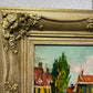 Original painting on canvas Italian Cityscape, Artemis, Signed, Gold Frame