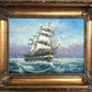 Signed Original oil painting on canvas Seascape Gold Frame Maritime Nautical Art