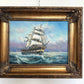 Signed Original oil painting on canvas Seascape Gold Frame Maritime Nautical Art