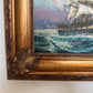 Signed Original oil painting on canvas Seascape Gold Frame Maritime Nautical Art