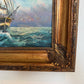 Signed Original oil painting on canvas Seascape Gold Frame Maritime Nautical Art