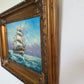 Signed Original oil painting on canvas Seascape Gold Frame Maritime Nautical Art