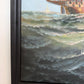 Large Maritime Naval Battle Oil Painting Signed K. Bosen Sailing Ships Seascape