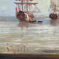 Antique Dutch School Oil Painting on Board, Seascape, Signed, Gold Frame