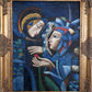Original Cubist Oil Painting – Lovers with Heart – Signed Tylor – Gold Frame