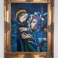 Original Cubist Oil Painting – Lovers with Heart – Signed Tylor – Gold Frame