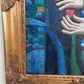 Original Cubist Oil Painting – Lovers with Heart – Signed Tylor – Gold Frame