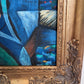 Original Cubist Oil Painting – Lovers with Heart – Signed Tylor – Gold Frame