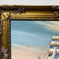 Original Oil painting on canvas, seascape, Sailing Ship, signed, Gold Frame