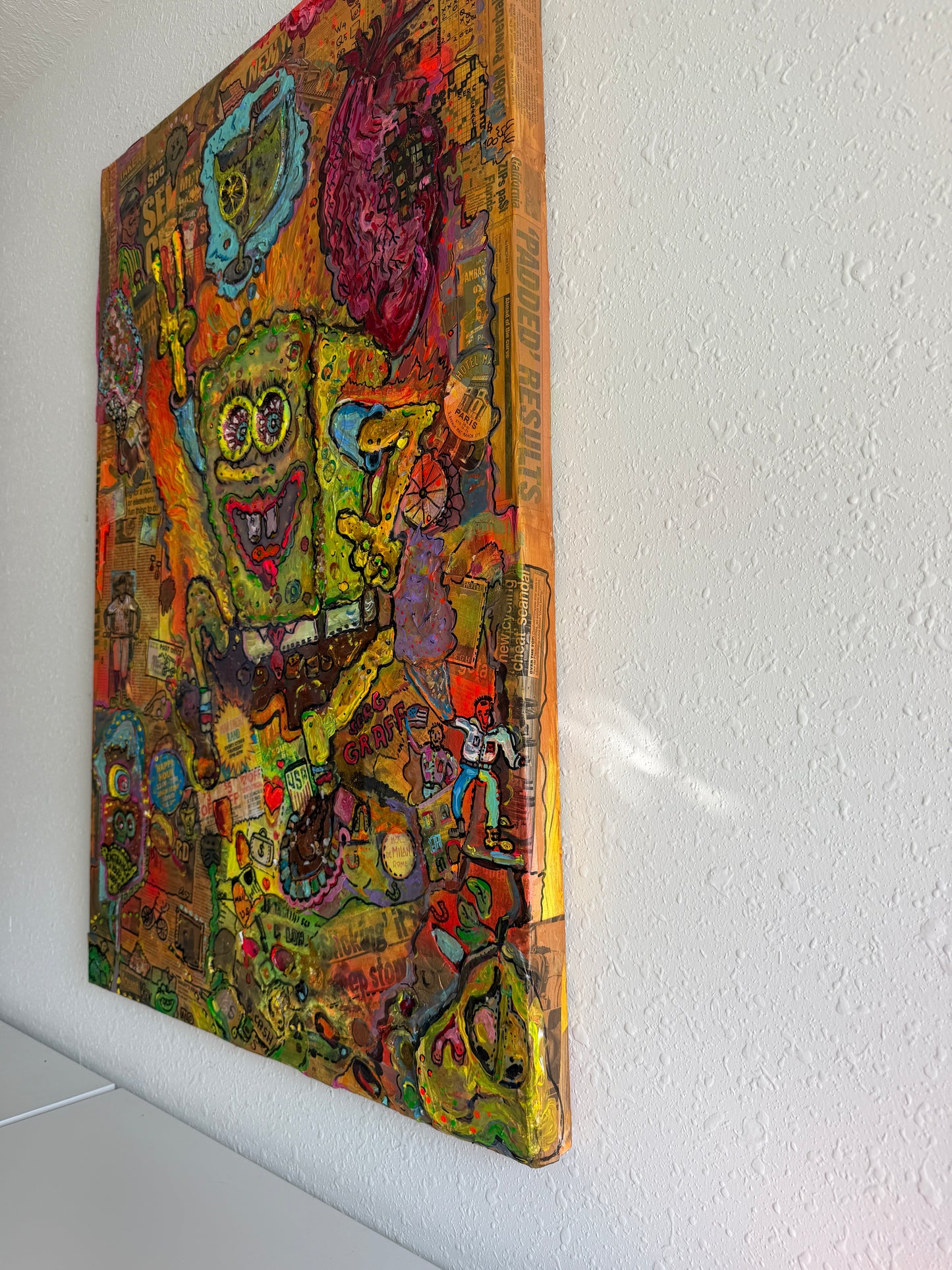 Large Serg Graff Cartoon Burlesque Original Mixed Media Contemporary Pop Art COA