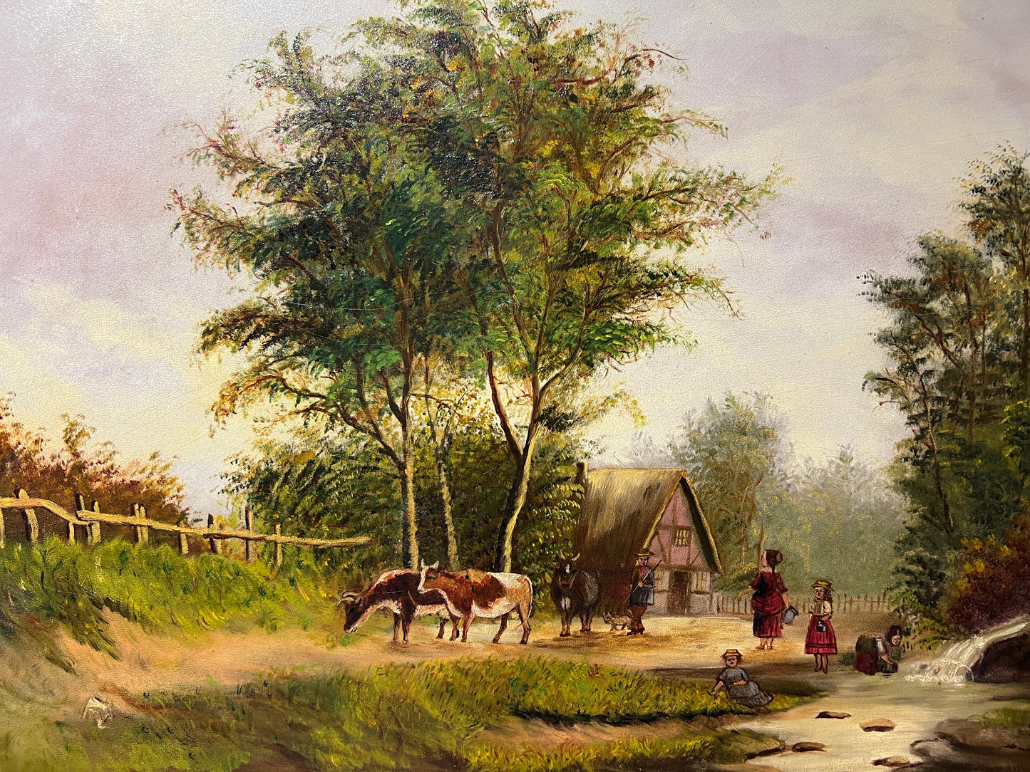 Continental School Vintage Original Oil Painting on board, Rural Landscape