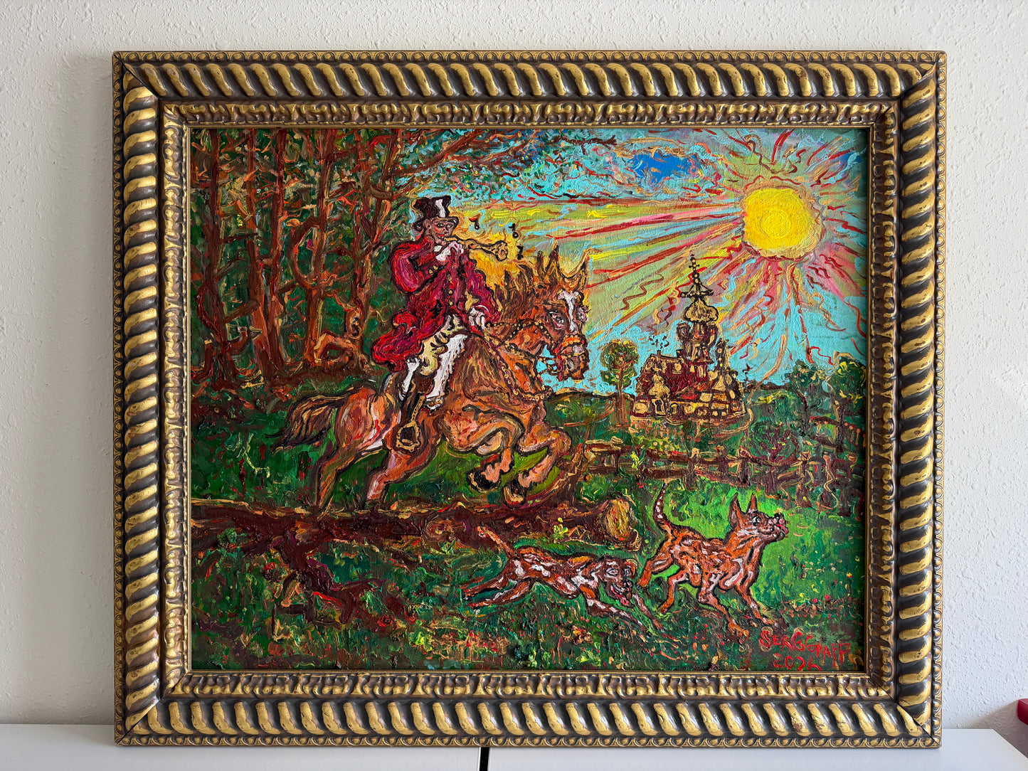 Serg Graff "Fine Hunt" Large Original Oil Painting European Equestrian Art, COA