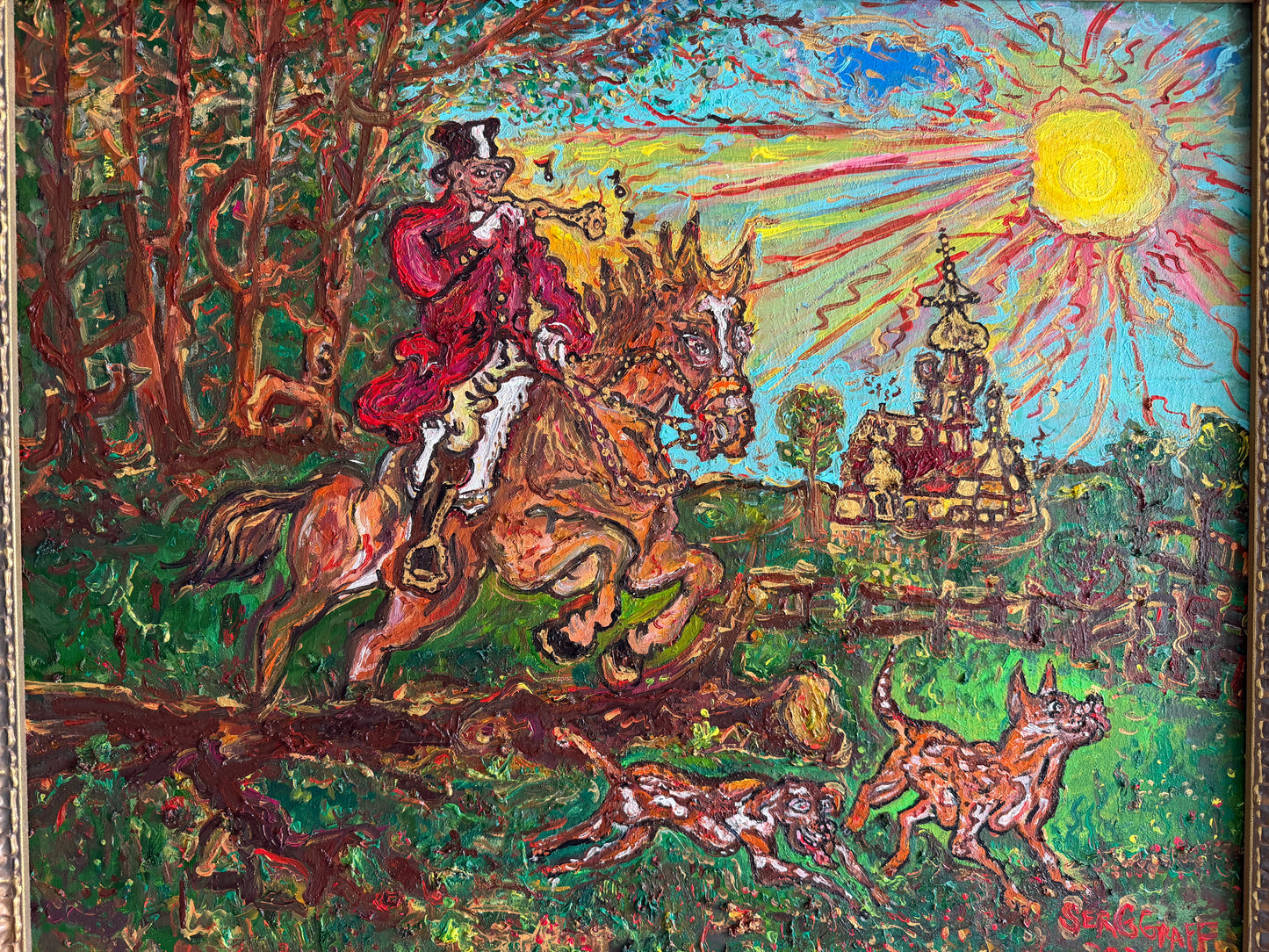 Serg Graff "Fine Hunt" Large Original Oil Painting European Equestrian Art, COA
