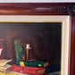 Antique Oil Painting on canvas Still Life, books, candle, Signed Azuquita Framed