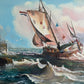 Original Signed Oil Painting Sailing Ship Rough Sea Maritime Seascape Framed