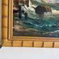 Original Signed Oil Painting Sailing Ship Rough Sea Maritime Seascape Framed