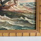 Original Signed Oil Painting Sailing Ship Rough Sea Maritime Seascape Framed
