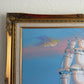 Original Marine Oil Painting Tall Ship on Open Sea Nautical Seascape Gold Frame