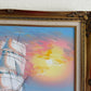 Original Marine Oil Painting Tall Ship on Open Sea Nautical Seascape Gold Frame