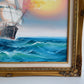 Original Marine Oil Painting Tall Ship on Open Sea Nautical Seascape Gold Frame