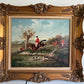 W. Larsen Original Fox Hunting Oil Painting English Hunt Horses Hounds Framed