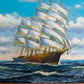 Original Signed Oil Painting Sailing Ship at Sea Maritime Seascape Framed