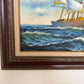 Original Signed Oil Painting Sailing Ship at Sea Maritime Seascape Framed