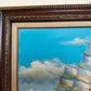 Original Signed Oil Painting Sailing Ship at Sea Maritime Seascape Framed