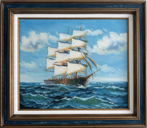 K. Dossi Original Sailing Ship Oil Painting, Nautical Seascape, Maritime Art