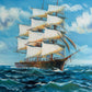 K. Dossi Original Sailing Ship Oil Painting, Nautical Seascape, Maritime Art