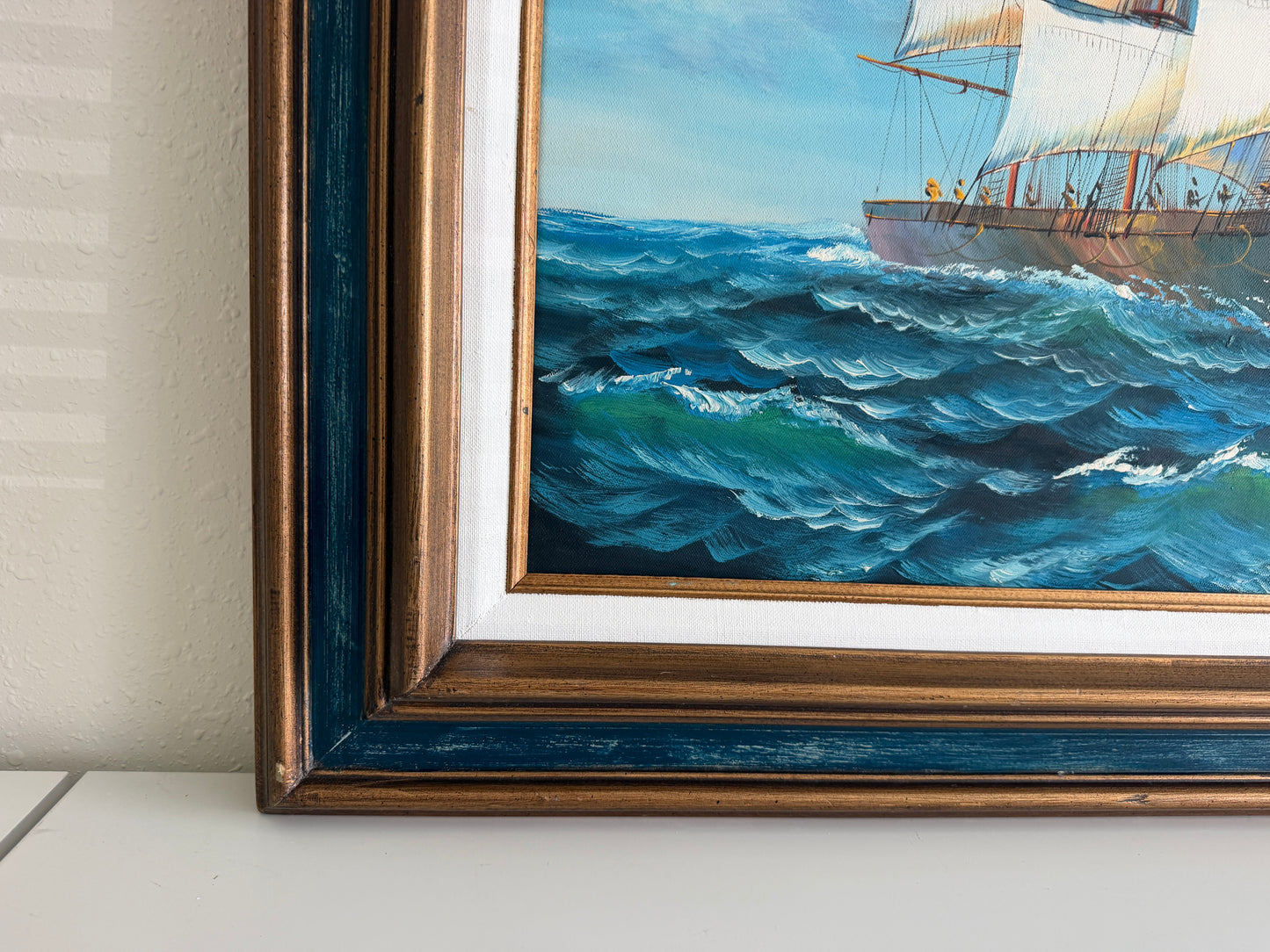 K. Dossi Original Sailing Ship Oil Painting, Nautical Seascape, Maritime Art