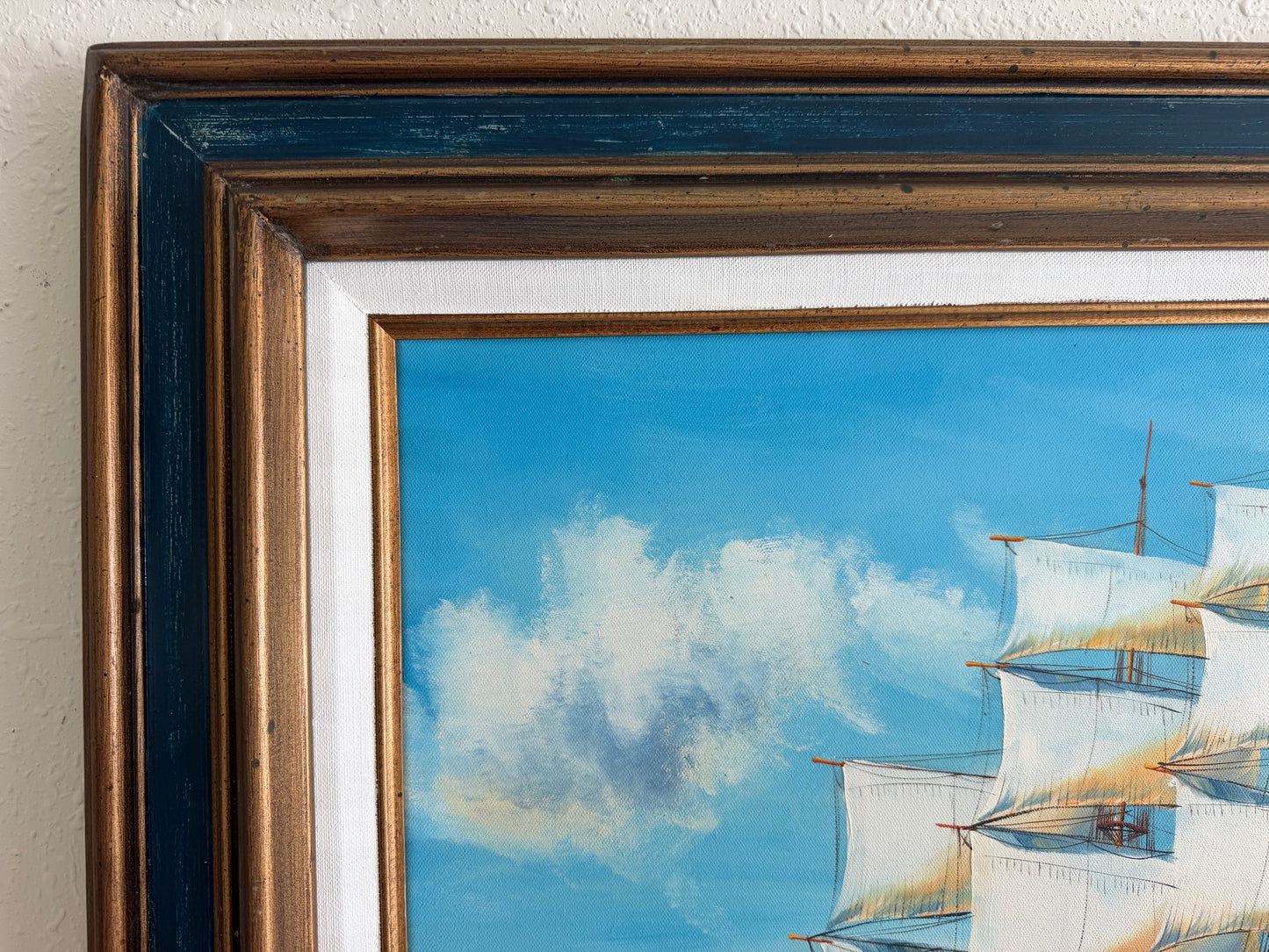 K. Dossi Original Sailing Ship Oil Painting, Nautical Seascape, Maritime Art