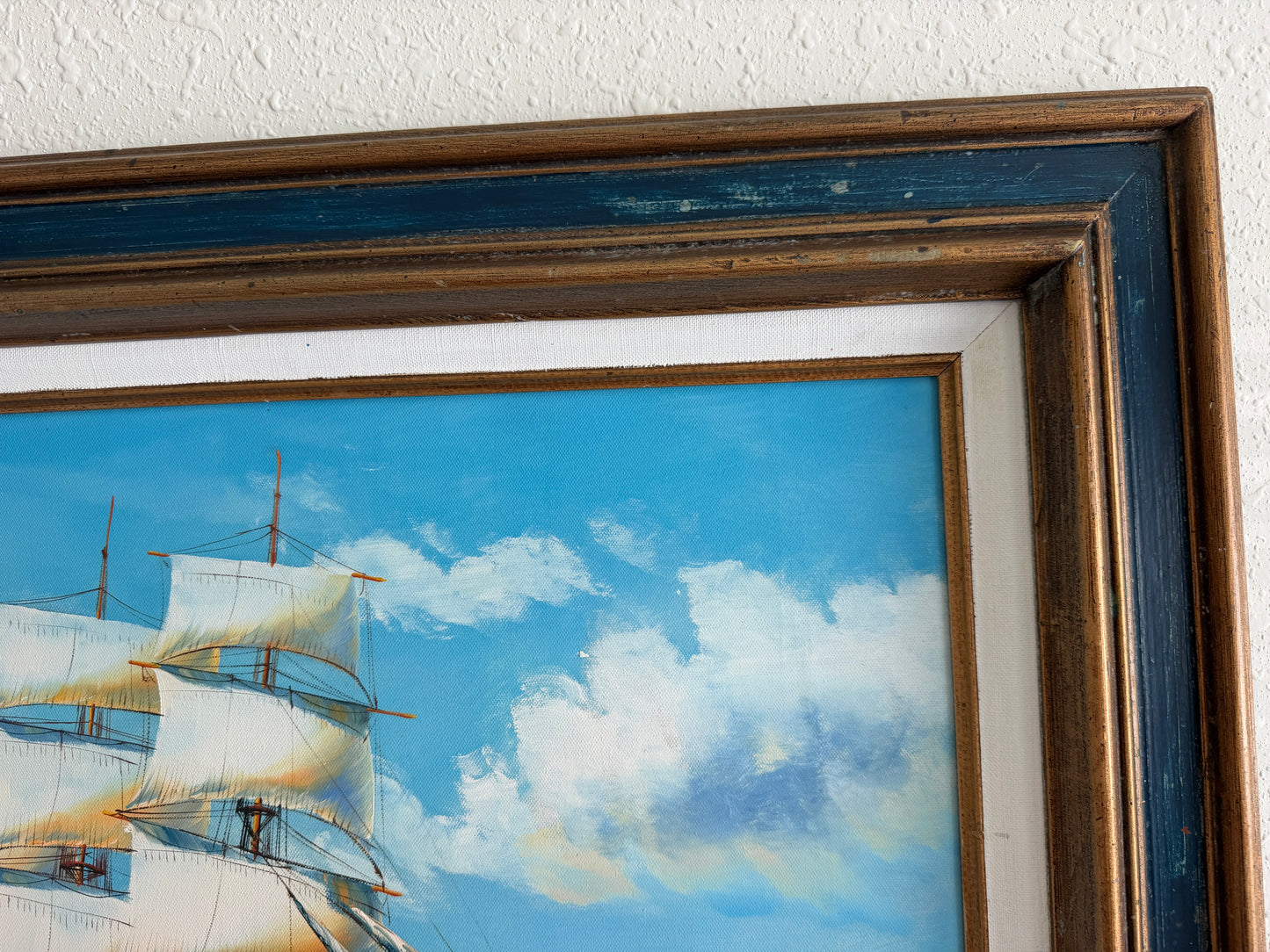 K. Dossi Original Sailing Ship Oil Painting, Nautical Seascape, Maritime Art