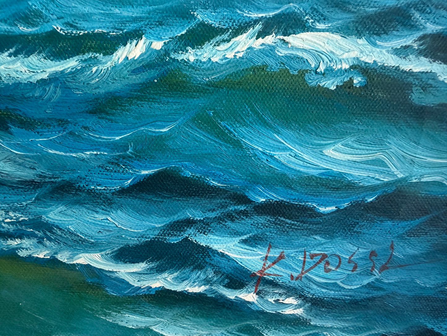K. Dossi Original Sailing Ship Oil Painting, Nautical Seascape, Maritime Art