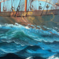 K. Dossi Original Sailing Ship Oil Painting, Nautical Seascape, Maritime Art