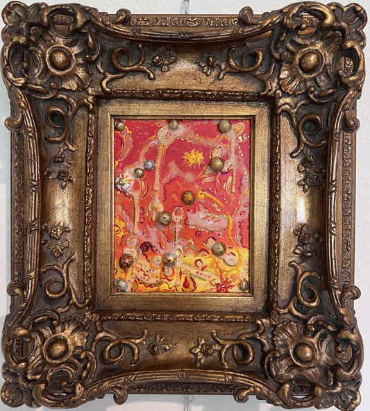 Original Mixed Media Abstract painting by Serg Graff, "Golden Balls" , COA