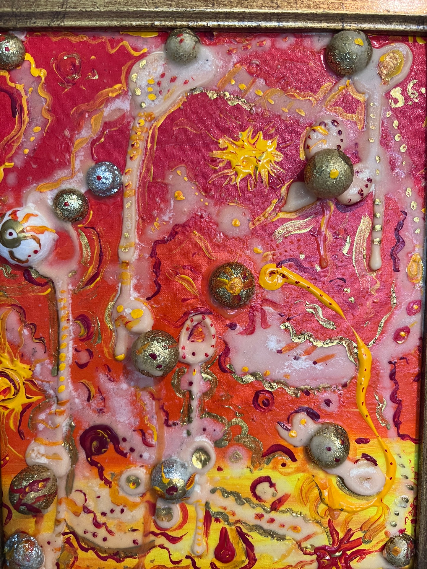 Original Mixed Media Abstract painting by Serg Graff, "Golden Balls" , COA