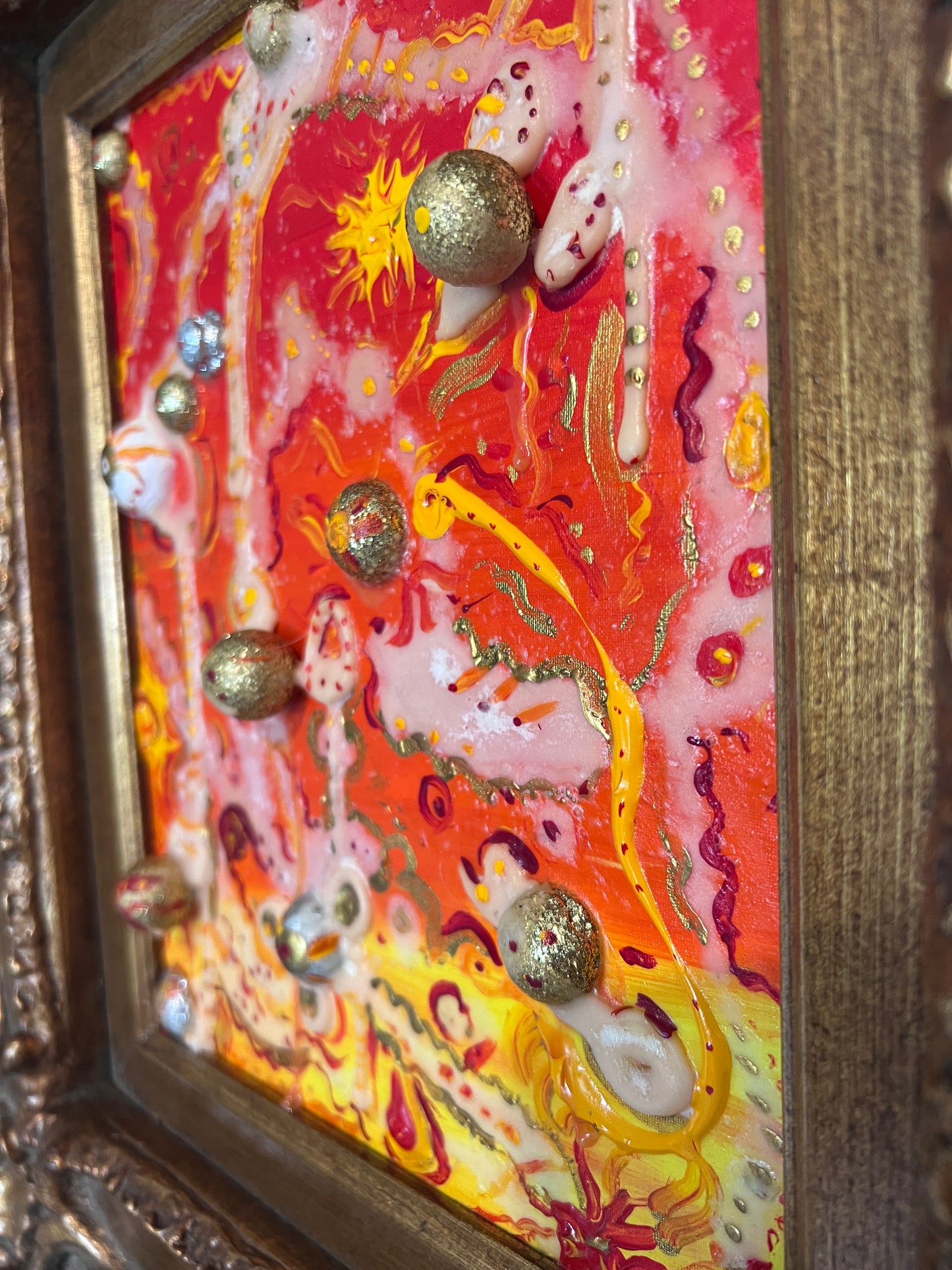 Original Mixed Media Abstract painting by Serg Graff, "Golden Balls" , COA