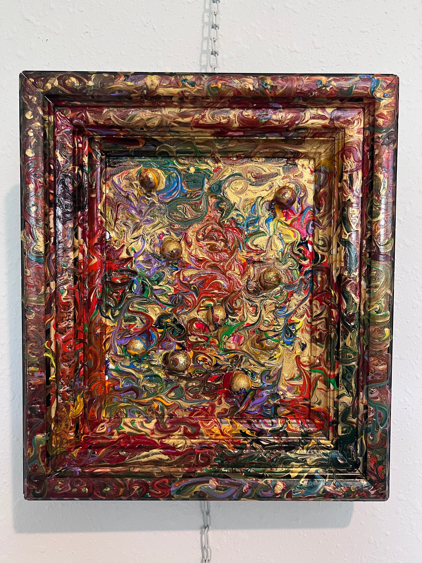 Original Mixed Media Abstract painting by Serg Graff, "Gold Storm" , COA