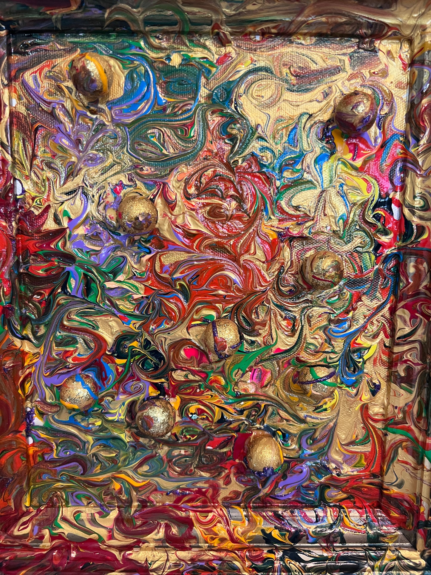 Original Mixed Media Abstract painting by Serg Graff, "Gold Storm" , COA