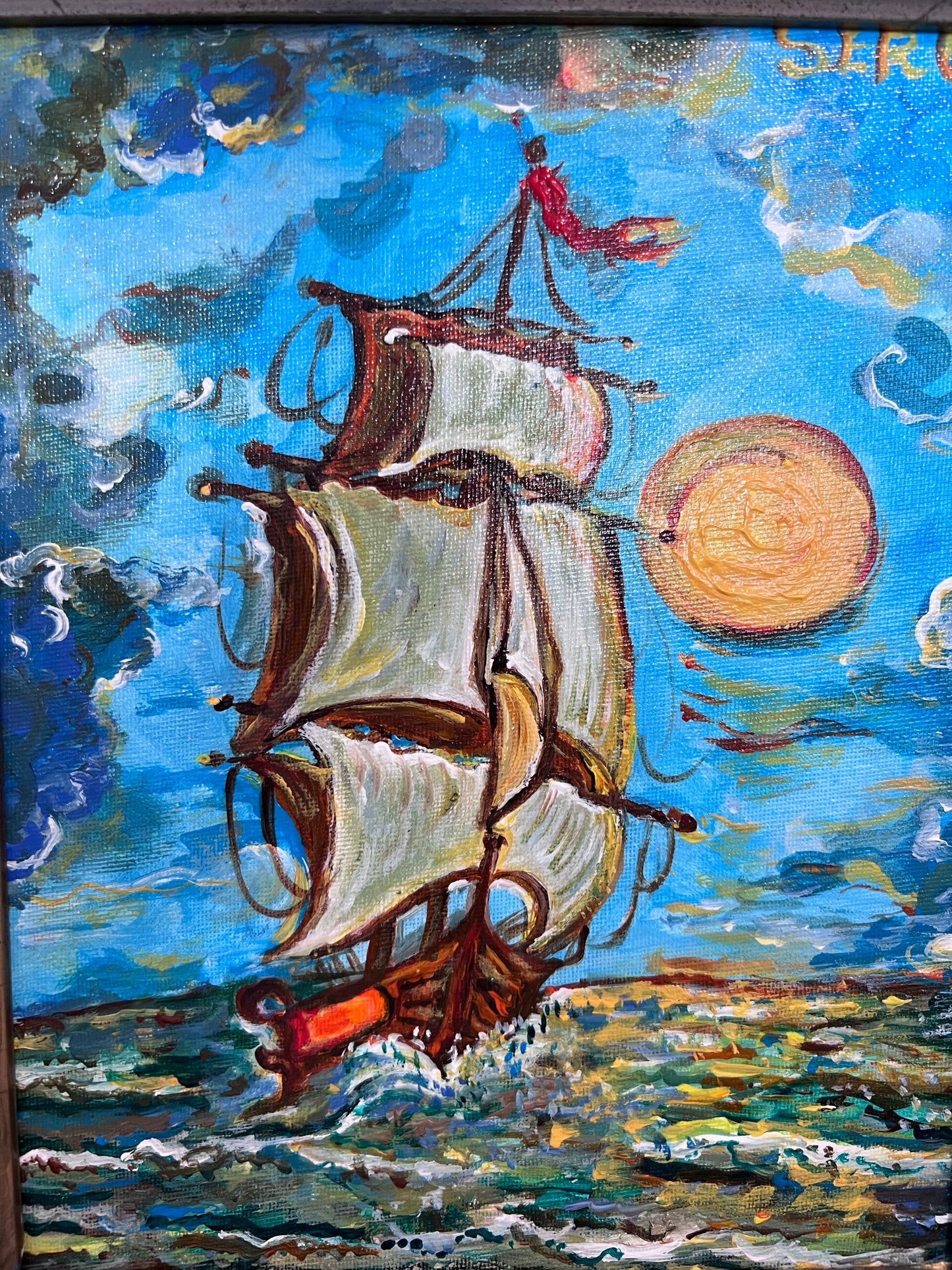 Original Acrylic painting by Serg Graff, Seascape Titled "Drift" , COA