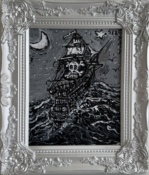 Serg Graff “Pirate Ghost Ship” Original Painting, Ship Seascape, Nautical Art