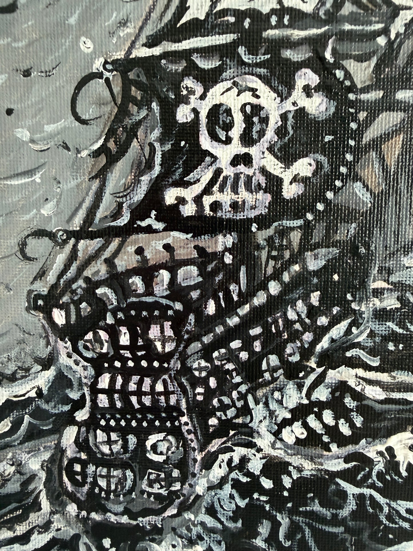 Serg Graff “Pirate Ghost Ship” Original Painting, Ship Seascape, Nautical Art