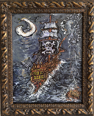 Serg Graff "Haunted Pirate Ship" Original Acrylic Painting Fantasy Maritime Art
