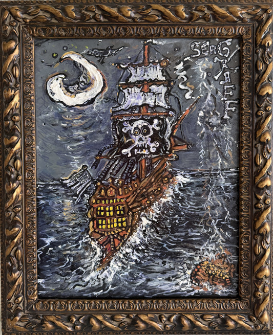 Serg Graff "Haunted Pirate Ship" Original Acrylic Painting Fantasy Maritime Art