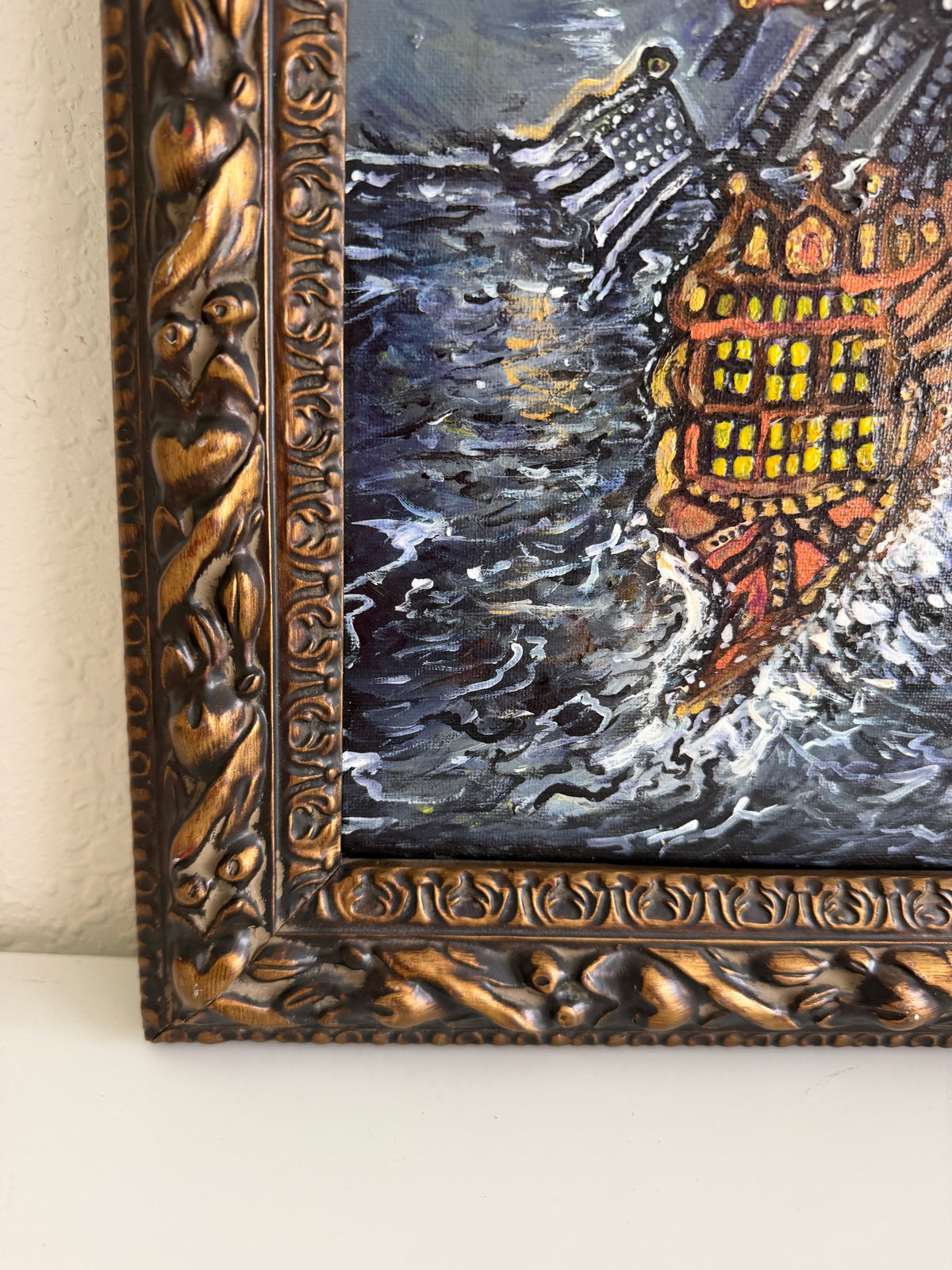 Serg Graff "Haunted Pirate Ship" Original Acrylic Painting Fantasy Maritime Art