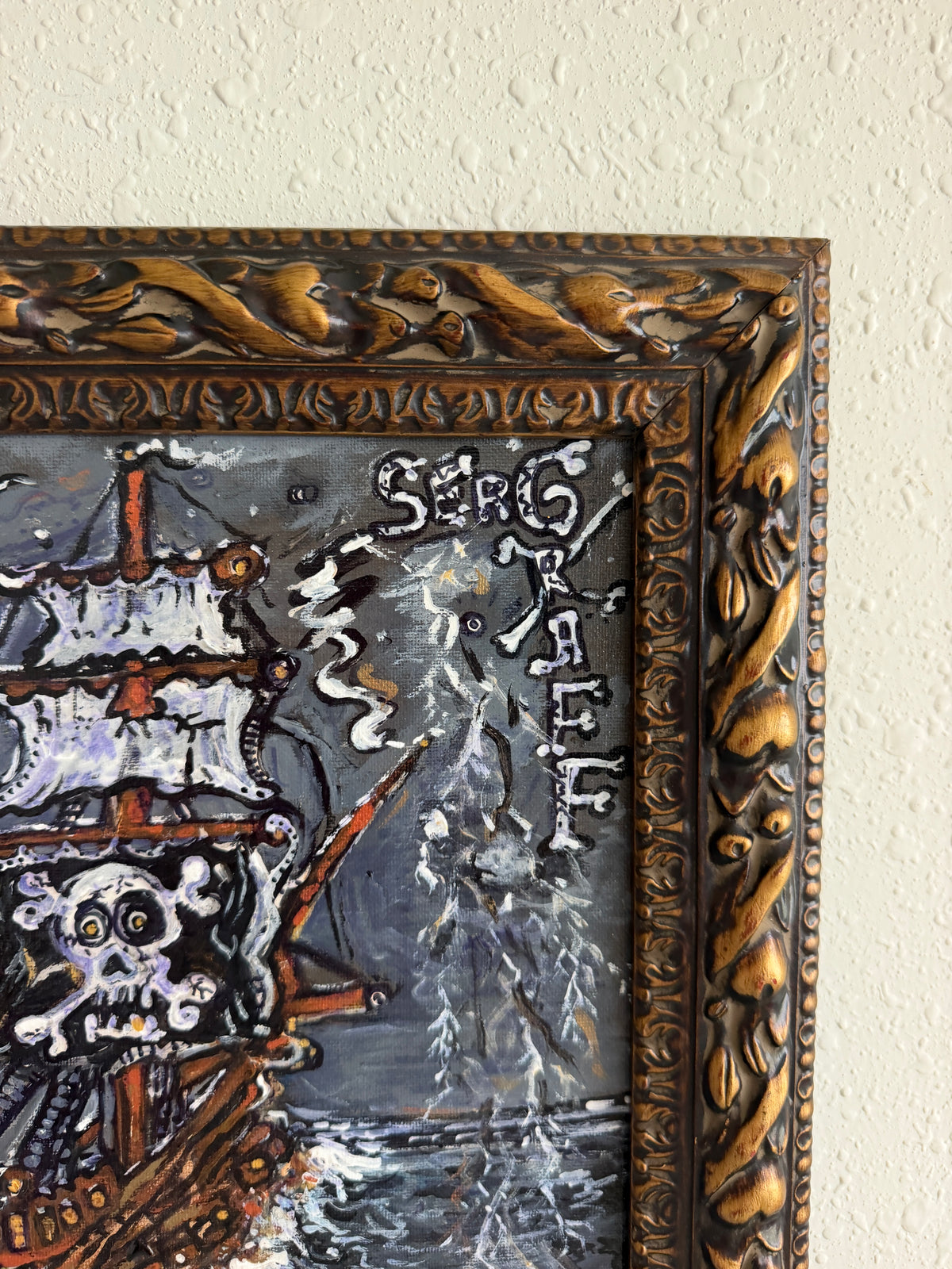 Serg Graff "Haunted Pirate Ship" Original Acrylic Painting Fantasy Maritime Art