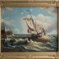 Signed Oil Painting on canvas Sailing Ship Rough Sea Maritime Seascape Framed